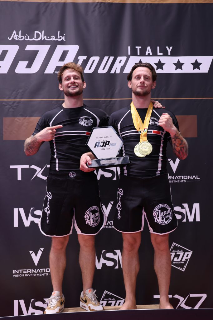 “Avant-Garde BJJ Malta head coaches Thomas and David Vander Eecken after winning gold in their black belt Gi and No-Gi divisions.”